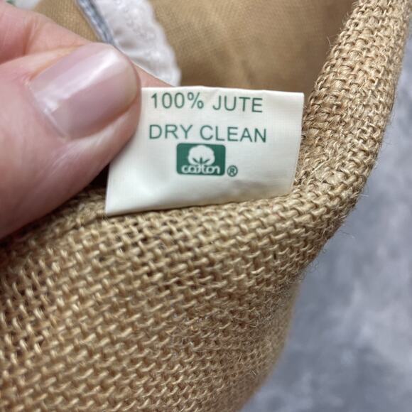 72" Round Burlap Tablecloth Natural Jute Ruffle Eyelet Trim Country Park Designs - Picture 4 of 5